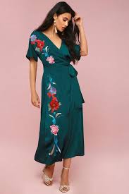 Josephina Forest Green Embroidered Wrap Maxi Dress Maxi Wrap Dress Fashion Maxi Dress
