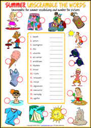 summer esl vocabulary worksheets