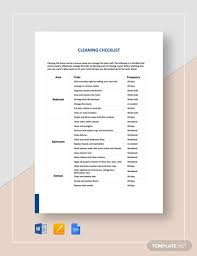 Cleaning Checklist Template 38 Word Excel Pdf Documents