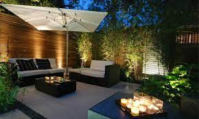 15 Superb Garden Fence Lighting Ideas Small Patio Design Small Patio Garden Patio Design