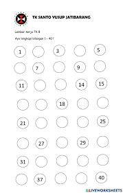 Ini adalah worksheet untuk anak tk atau paud yang sedang belajar membaca. Melengkapi Bilangan Interactive Worksheet