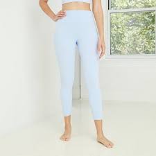 Women S High Waisted Ribbed 7 8 Leggings Joylab Light Blue S Target
