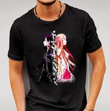 Sword art online t shirt uk. Sword Art Online Kirito And Asuna Anime Tshirt Black S M L Etsy
