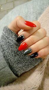 Acrylic nails can be short, medium or long, press on or glue on, be curved or square and there are styles for adults and children. Nails Black Red Silver 31 Ideas Red And Silver Nails Black Nails Red Nails