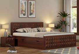 Morse Bed With Storage King Size Walnut Finish Wooden King Size Bed Wooden Bed Design Bedroom Furniture Design