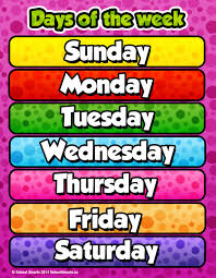 Amazon Com Days Of The Week Poster For Home And Classroom