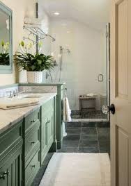 Farmhouse Master Bath Slate Floor Carrera Marble Vanity Top Subway Tile Benjamin Moore Cedar Primitive Bathrooms Bathroom Floor Cabinets Farmhouse Bathroom