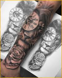 Lion Tattoo Lion Rose Tattoo Realistic Sleeve Tattoo Rose Tattoo Stue524 Blacktattoolion L Lion And Rose Tattoo Lion Forearm Tattoos Best Sleeve Tattoos
