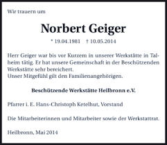 Traueranzeigen von Norbert Geiger