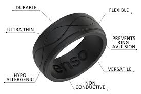 Men S Infinity Silicone Ring Obsidian Silicone Wedding Band Enso Rings Silicone Rings