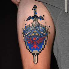 Link sword and shield tattoo. Zelda Shoulder Tattoo Novocom Top
