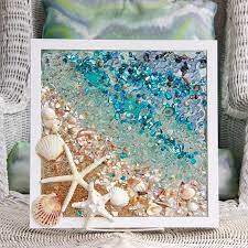 Seaglassart Beachhouse Beachglass Wallhanging Nauticalbathroomdecor Blueseaglassdecor Beachdecor Sea Glass Decor Sea Glass Crafts Glass Wall Art