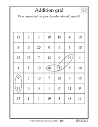 The numbrix puzzles have already a number of clues , but the harder the puzzle the less clues. Addition Grid 1st Grade Math Worksheet Greatschools