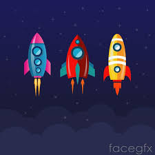 Modern cartoon rocket moving around the earth globe. 3 Cartoon Rocket Design Vector Graph Rocket Design Space Illustration Space Art