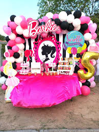 Bow tie birthday party decorations. Barbie Theme Sorelle Balloons And Decorations Facebook