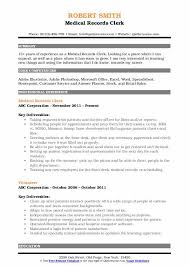 Medical Records Clerk Resume Samples Qwikresume