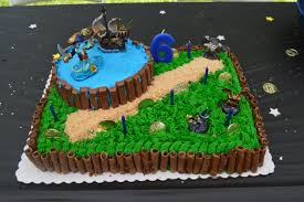 Skylanders Birthday Cake I Had A Base Cake Made At Sam S Club With Grass Frosting Skylanders Birthday Party Skylanders Birthday Cake Skylanders Birthday