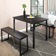 Determining a layout should be the initial stage. Fitueyes 3 Piece Dining Table Set Breakfast Nook Dining Table With Two Benches White Walmart Com Walmart Com