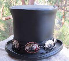 Australian Hand Crafted Black Leather Slash Style Tribute Etsy Leather Top Hat Slash Top Hat Leather Hats
