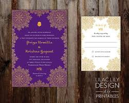 Printable Purple Gold Indian Wedding Invitation By Lilaclilydesign Indian Wedding Invitations Gold Wedding Invitations Wedding Invitations