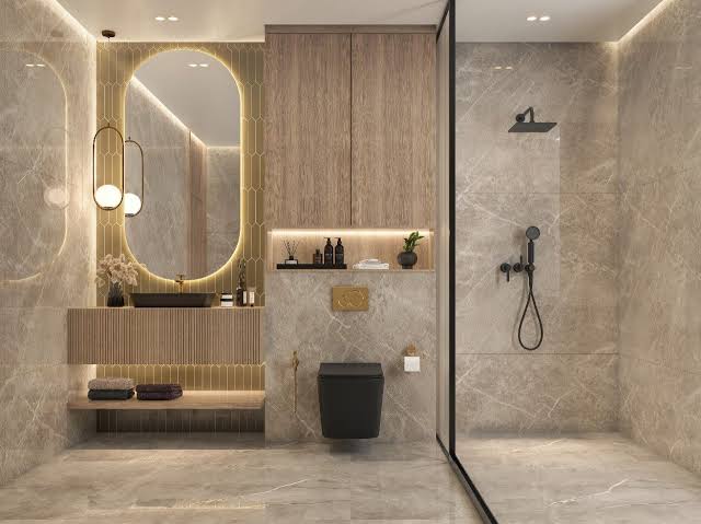 Luxury Washroom Interior and Sanitary Elements