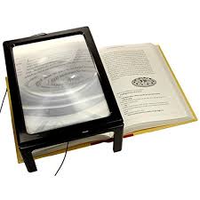 A4 Full Page Magnifier Hands Free 3x Magnification For Reading With 4 Led Lights Flip Out Legs Standing Over Document Co Magnifier Magnification Led Lights