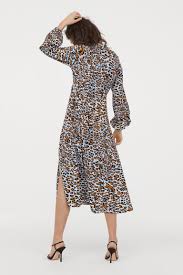 Calf Length Dress Light Blue Leopard Print Ladies H M Us Calf Length Dress Dresses Casual Fall Outfits
