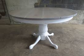 Pedestal Table 48 Round White Oak Top Weathered Gray Finish White Round Kitchen Table White Round Dining Table Dining Table Upcycle