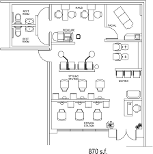 I use a dinning chair for the rocker. Beauty Salon Floor Plan Design Layout 870 Square Foot