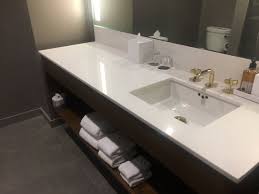 The custom white oak, floating vanity was stained pure black and the countertop is an engineered. Bathroom Vanity Picture Of Hi Lo Hotel Autograph Collection Portland Tripadvisor