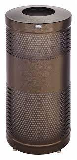 This trash can have a rounded bottom. Rubbermaid Commercial Products 25 Gal Round Trash Can Metal Bronze 43wy81 Fgs3ethbzpl Grainger