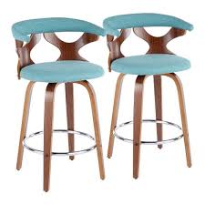 Backless counter stools in perfect height. Lumisource Gardenia Mid Century Modern Walnut And Teal Counter Stool Set Of 2 B26 Gardr Wltl2 The Home Depot