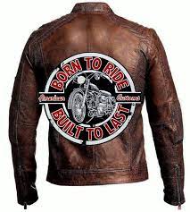 Mens Vintage Motorcycle Born To Ride Brown Leather Jacket Mens Designer Leather Jackets Vintage Jacket Men Brown Leather Jacket
