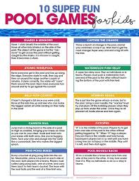 10 Pool Games For Kids Free Printable Pool Games Pool Activities Summer Fun For Kids