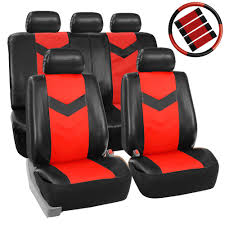 Fh Group Pu Leather 47 In X 23 In X 1 In Airbag Compatible Seat Covers With Accessory Leather Car Seat Covers Cleaning Leather Car Seats Car Seat Cover Sets