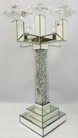 Potterybarn.com has been visited by 100k+ users in the past month Mirrored 5 Pillar Candle Holder Sparkly Silver Diamond Crush Crystal Ebay