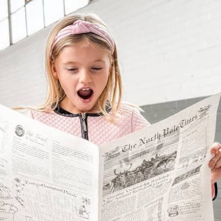 Extra, Extra! Hot off the presses is The North Pole Times. Printed on REAL newspaper, each pack includes FOUR double-sided sheets of activity gift wrap that are filled to the brim with