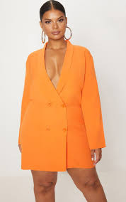 Plus Orange Oversized Blazer Dress Blazer Dress Blazer Outfits Oversized Blazer