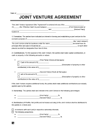 A joint venture is a business entity created by two or more parties, generally characterized by shared ownership, shared returns and risks, and shared governance. Free Joint Venture Agreement Template Examples Legal Templates