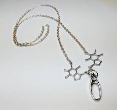 Caffeine Molecule Lanyard Id Badge Holder Necklace What To Wear To Work When You Are A Coffee Lover And Have Lovers Keychain Badge Holder Necklace Badge Chain