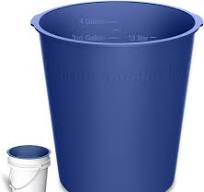 5 Gallon Bucket Liner Reusable Rubber Bucket Liners for Concrete Mix and Thinset with Graduated Measurements (Blue 5 Gallon) (1PCS Blue)