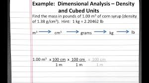 chemistry 101 dimensional analysis density and cubed units