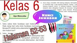 Kunci jawaban mtk kelas 6 sudah saya urutkan berdasarkan materi dan halaman pada buku senang belajar matematika. Kunci Jawaban Matematika Kelas 6 Halaman 52 53 Soal Cerita Bilangan Bulat Positif Dan Negatif Youtube