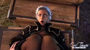 This elf girl has really huge tits in 3d toon