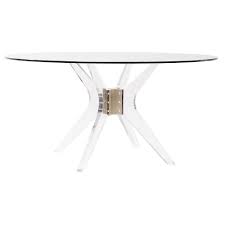 Acrylic Base With Stainless Steel Hub Top Ring In Satin Brass Finish 60 Round Tempered Glass Top With Fl Dining Table Glass Dining Table Round Glass Table