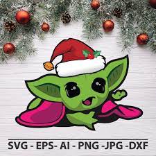 Baby Yoda Christmas Svg Yoda Svg Baby Yoda Svg Cricut Svg Etsy Star Wars Art Star Wars Christmas Christmas Svg