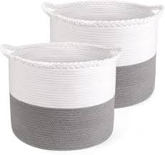 Buy Baist 18 X 18 X 14 Large Cotton Rope Storage Laundry Basket Woven Blanket Storage Basket Collapsible Storage Bins Decorative Canvas Storage Baskets With Handle For Cloth Dog Toy Clothes Baby
