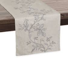 Envogue International Floral Embroidered Table Runner In Natural Bed Bath Beyond Embroidered Table Runner Table Runners Linen Bedding Natural