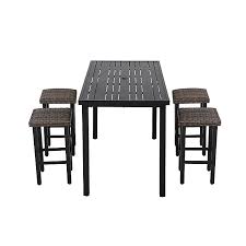 Barrington 5 Piece High Patio Dining Set In Brown Bed Bath Beyond Patio Dining Set Patio Furniture Collection Padded Bar Stools