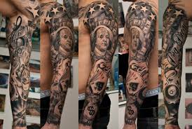 Of course, the ben franklin half is in homage to the large tattoo blueface has on the right side of his face. Frame Girl Old School Tattoo Sleevegambling Benjamin Franklin Tattoo Sleeve Best Tattoo Ideas Gallery